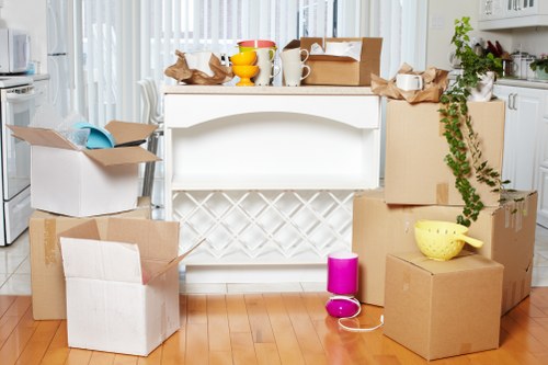 Moving van and packed boxes for a Ladbroke Grove home removal