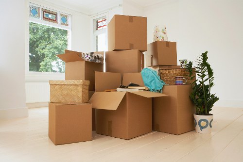 Packed household items ready for transport during a local removal